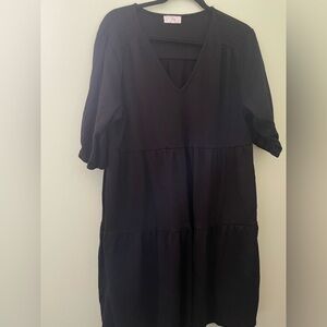 Womens IVY Knit Dress Tiered V-neck 21”
PTP Black Large